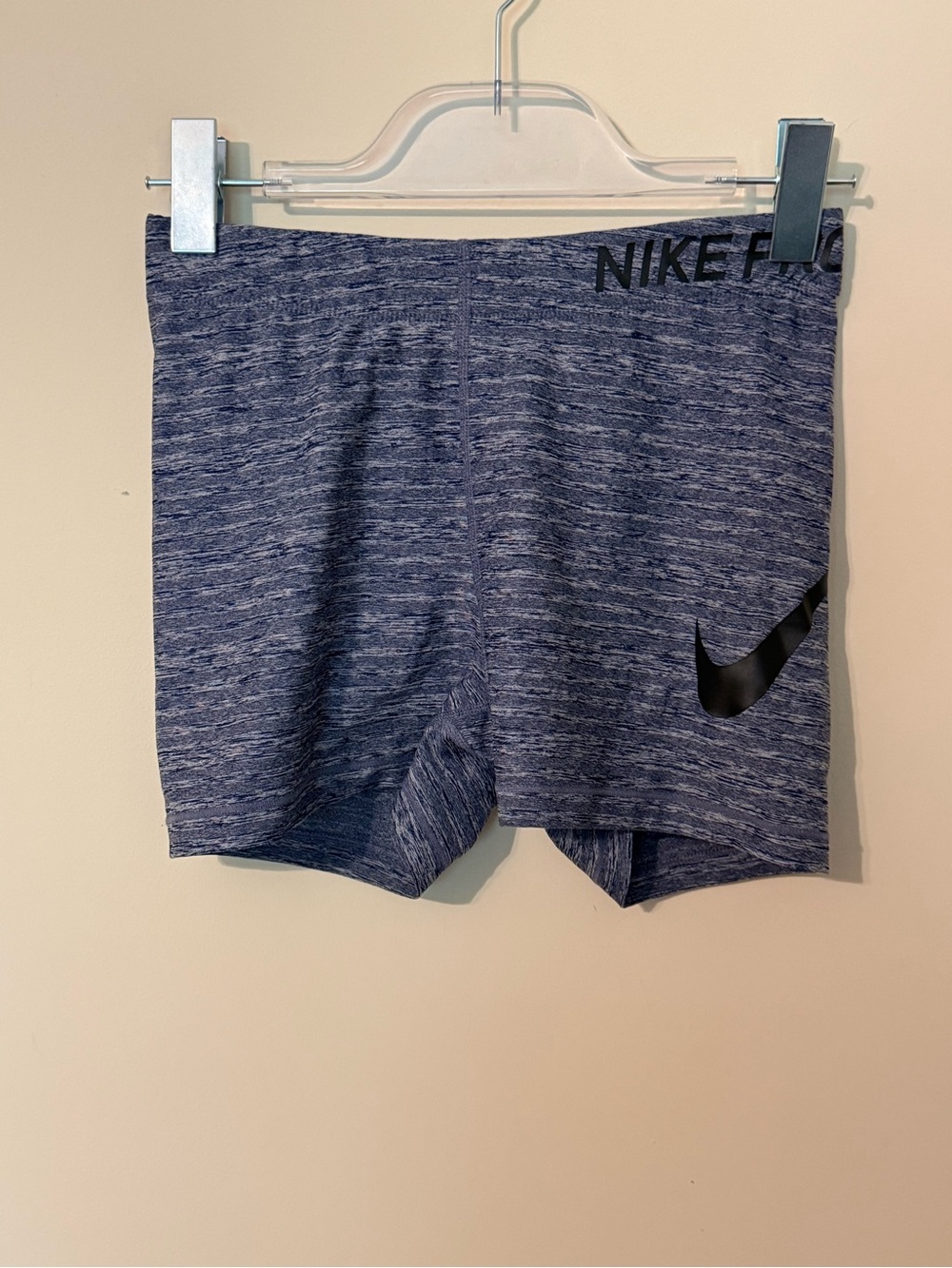 Nike Women's Heathered Navy Bike Shorts with Black Swoosh